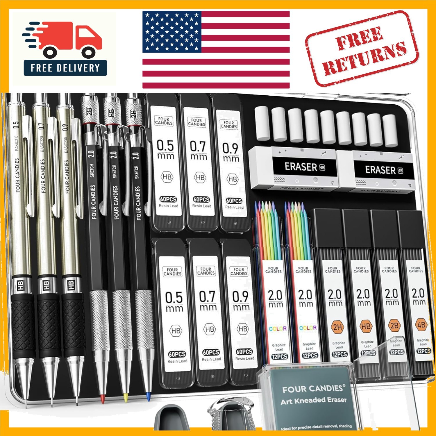25PCS Mechanical Pencil Set with Case – Perfect for Artists & Students
