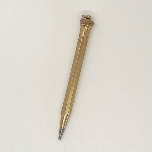 Vintage Wahl Eversharp Yellow Gold Filled Ring-Top Travel Pencil 4″ Art Deco