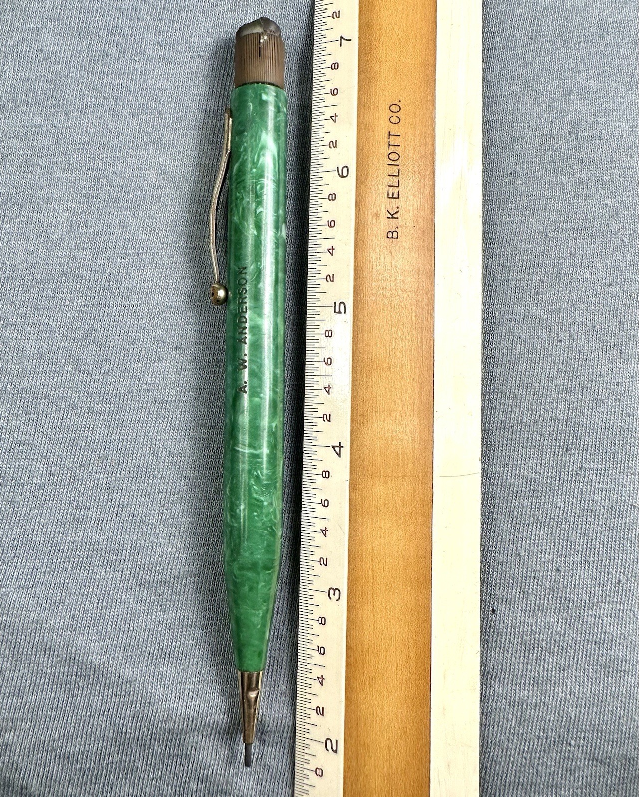 1920s Sheaffer’s Large Jade Green Lifetime Pencil Gold Filled Works Needs Crown
