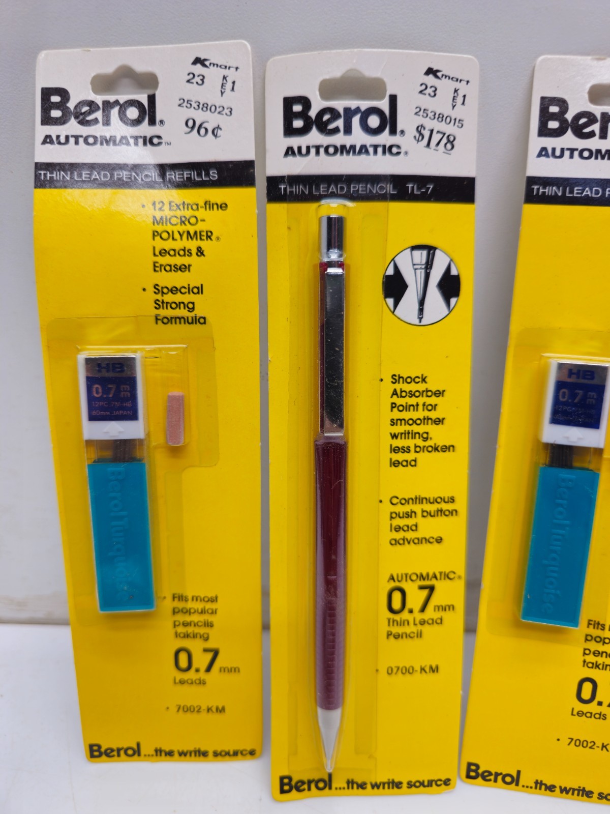 Berol Automatic Mechanical Pencil TL-7 & Lead Refills 7002-KM Lot 0.7mm Vintage