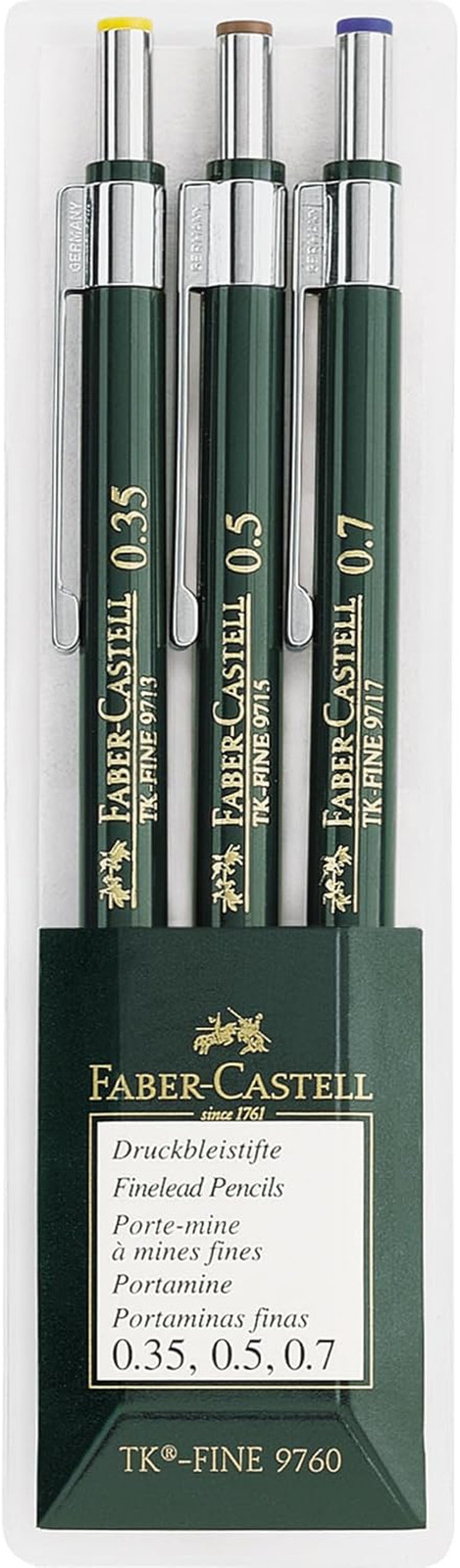 Tk-Fine-9713 Mechanical Pencils Wallet of 3-0.35, 0.5, 0.7Mm