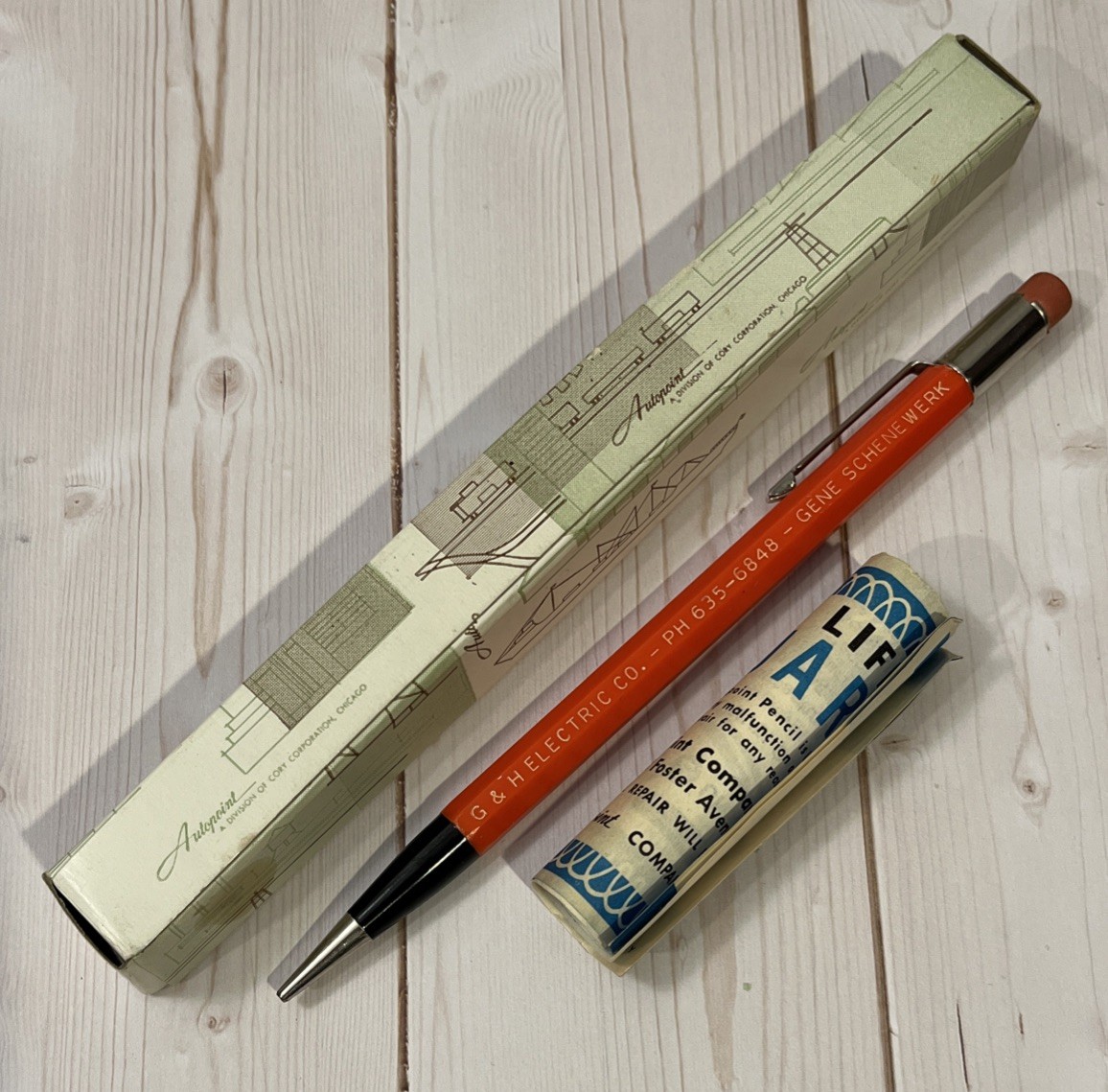 Vintage Autopoint Advertising Mechanical Pencil w/ Box 1960s G&H Electric Co.