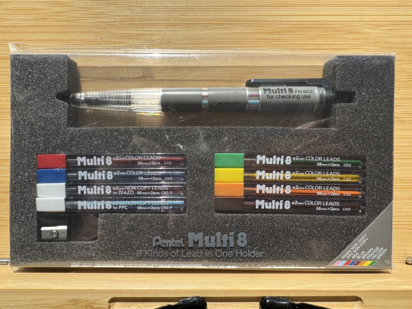 Pentel Multi 8 Lead Holder & Lead Set PH802ST – 8 Colors, 2mm with Sharpener