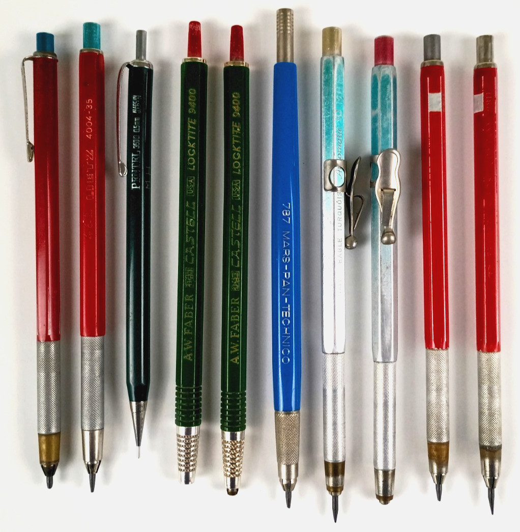 Lot of 10 Vintage Mechanical Drafting Pencils Lietz Staedtler Faber Italy K1574