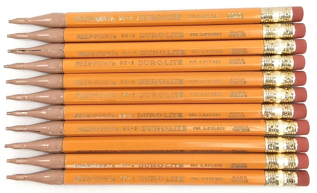 Vintage 1960s Keen Point Dur O Lite Yellow Metal Mechanical Pencil Set Of 11