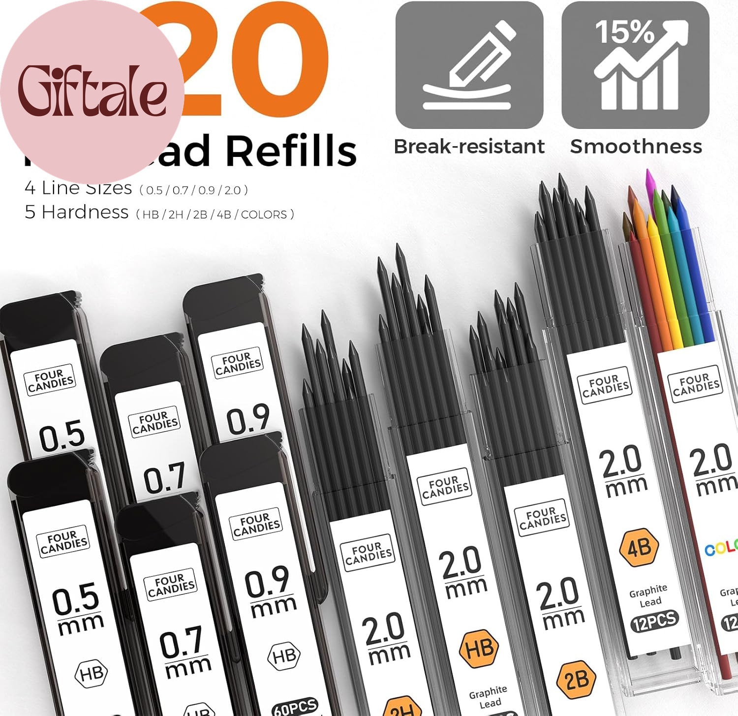 Metal Mechanical Pencil Set, 3PCS Art Drafting Pencils 0.5, 0.7, 0.9MM & 2PCS 2M