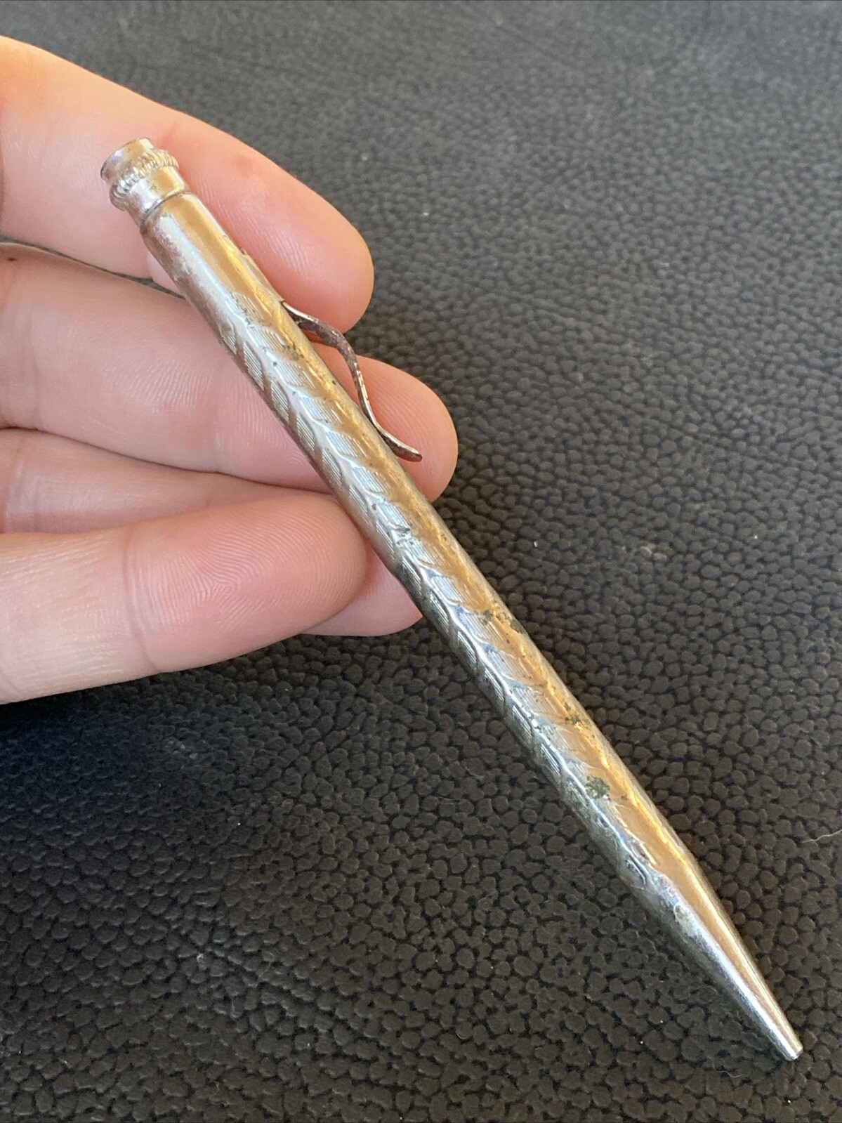 VTG 1920s/30’s Made In USA PAT’D Mechanical Pencil Silver Tone Twist Top AS IS