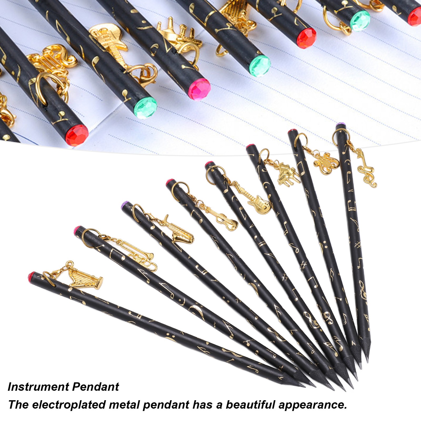 8Pcs Music Pencil Musical Note Stationery Set Kit With Pendant For Painting