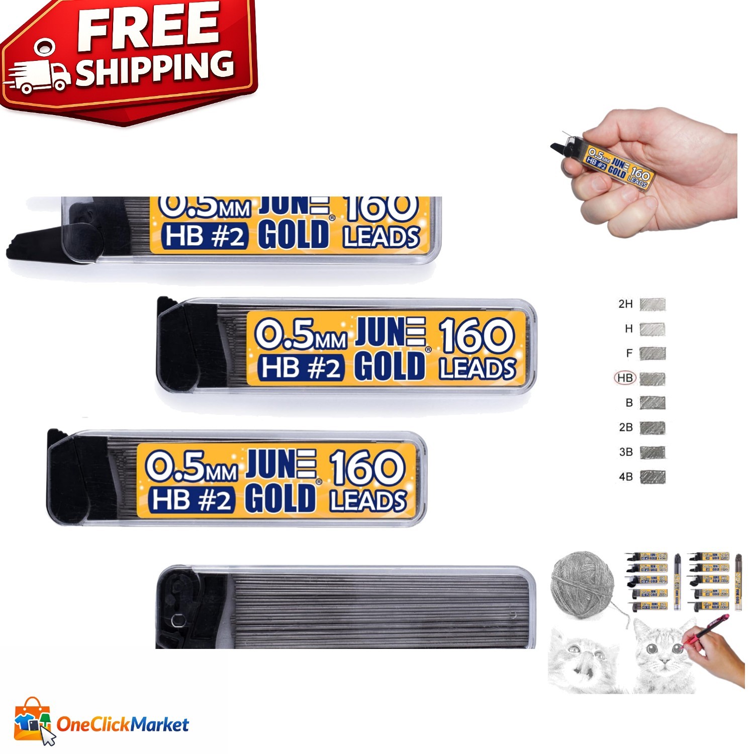 4 Dispensers of 640 HB Graphite Lead Refills – Perfect for Artists and Students