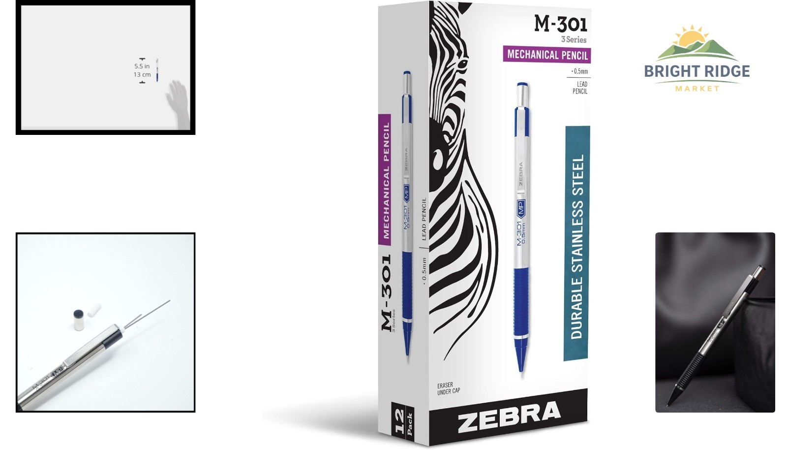 Stainless Steel Mechanical Pencils 12-Pack with Retractable Design and Eraser