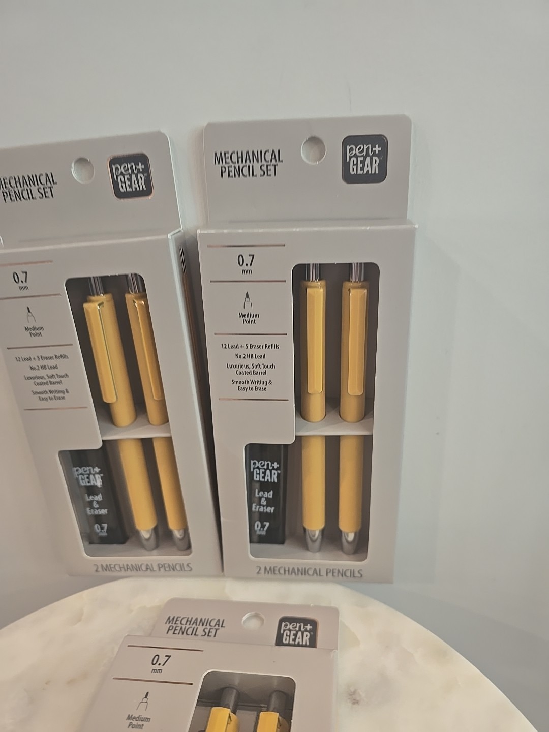 Pack Of 3 Set Of 2 Mechanical Pencils 0.7m With Extra Led Medium Point New