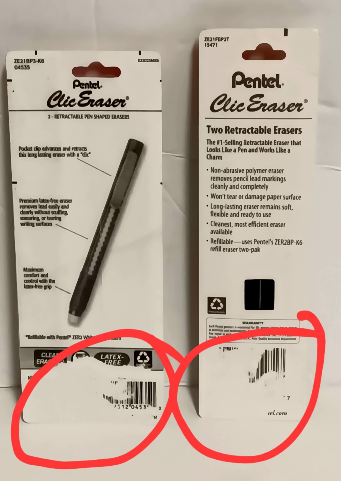 PENTEL 4 Pc Clic Eraser Retract GRIP ZE21 Lead Pencil Latex Free READ NEW OTHER