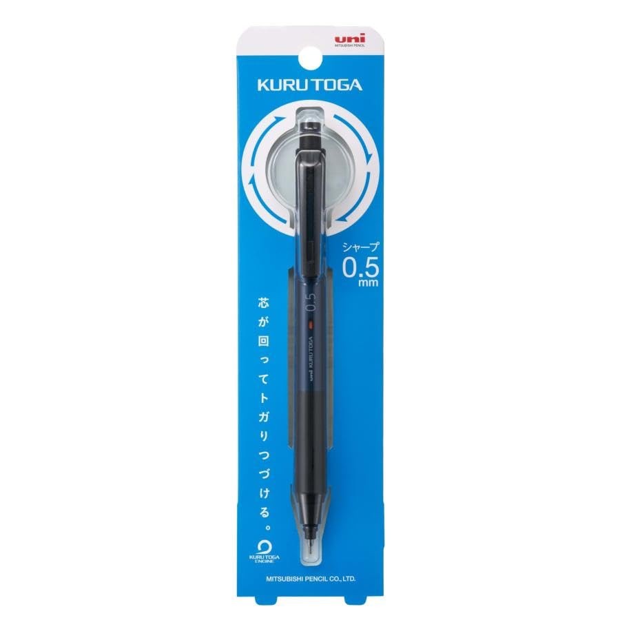 Uni Kurutoga KS 0.5mm Mechanical Pencil Navy M5KS1P.9 HB Leads Sticky Notes