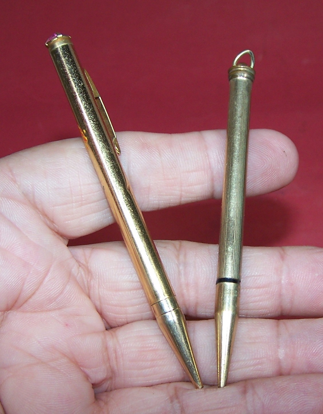 2 Vintage Mechanical Pencils Mascot Jeweled Painted and Cross Gold Plated
