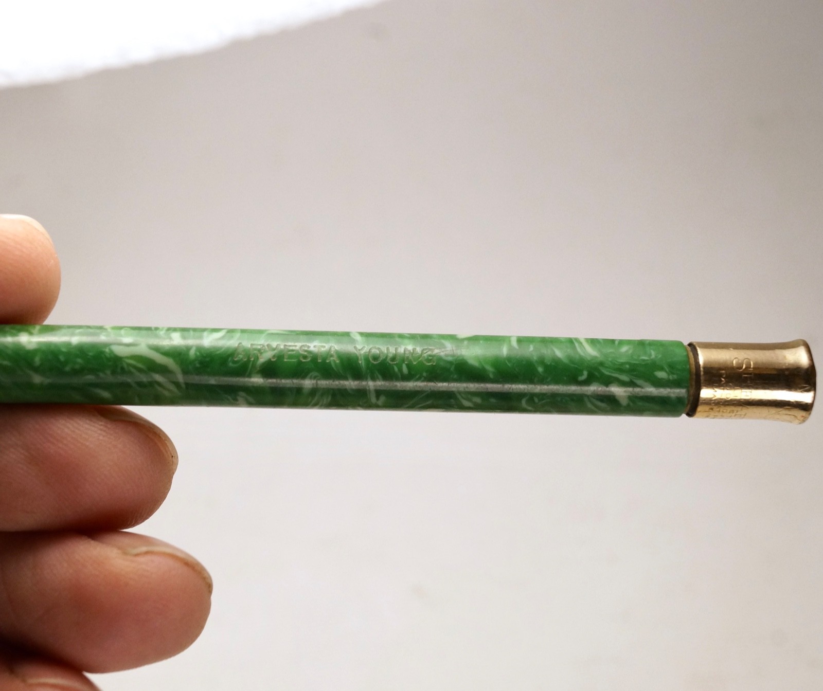 Sheaffer 1920s Crown Top Pencils, Lot of 2, Jade Green, Gold Filled For Parts