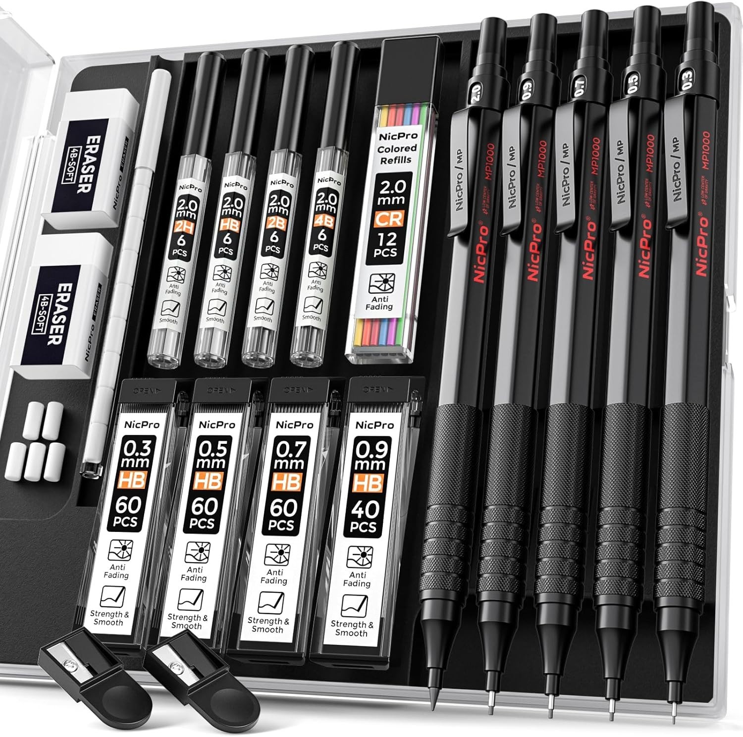 Durable 5-Piece Mechanical Pencil Set: Perfect for Drawing & Drafting Excellence