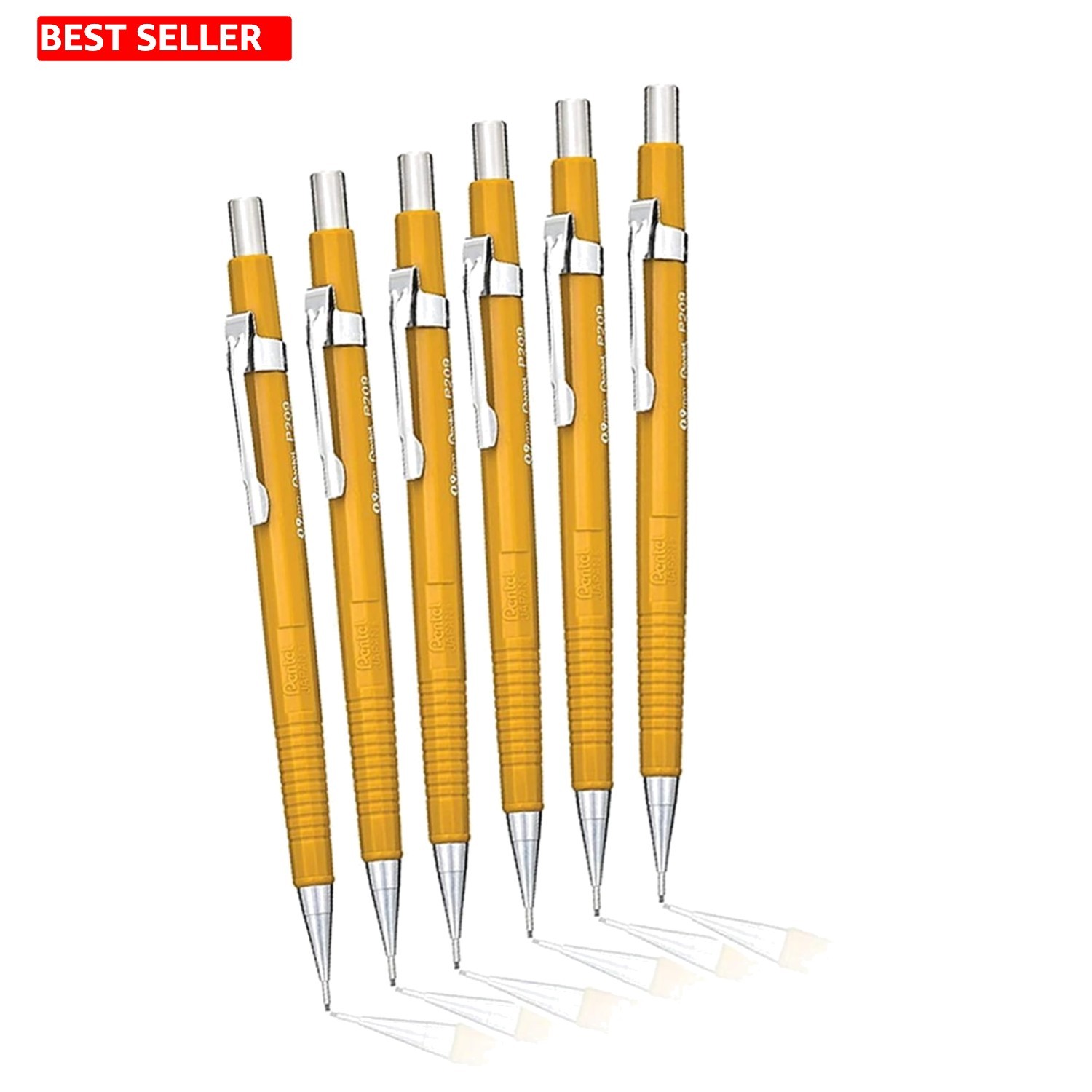 Convenient Retractable Yellow Drafting Pencils 0.9mm – 6 Pack for Artists