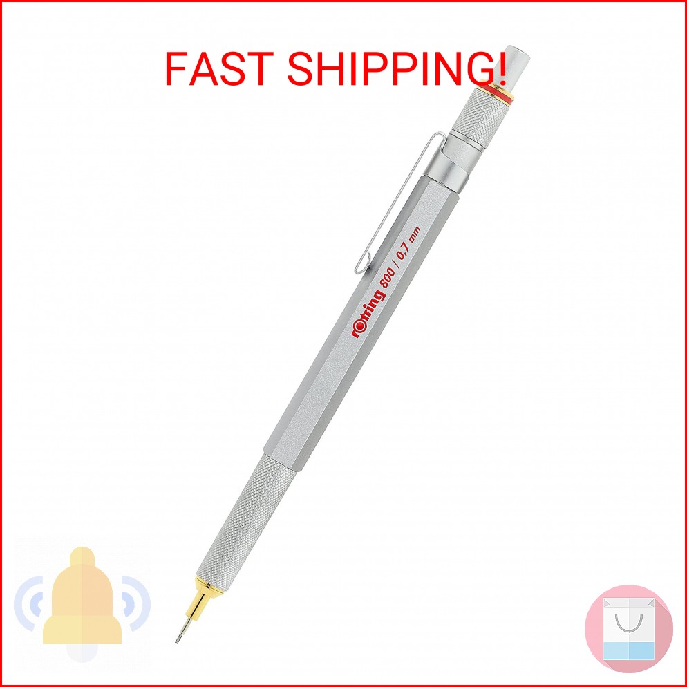 rOtring 800 Mechanical Pencil, 0.7 mm, Silver Metal Barrel