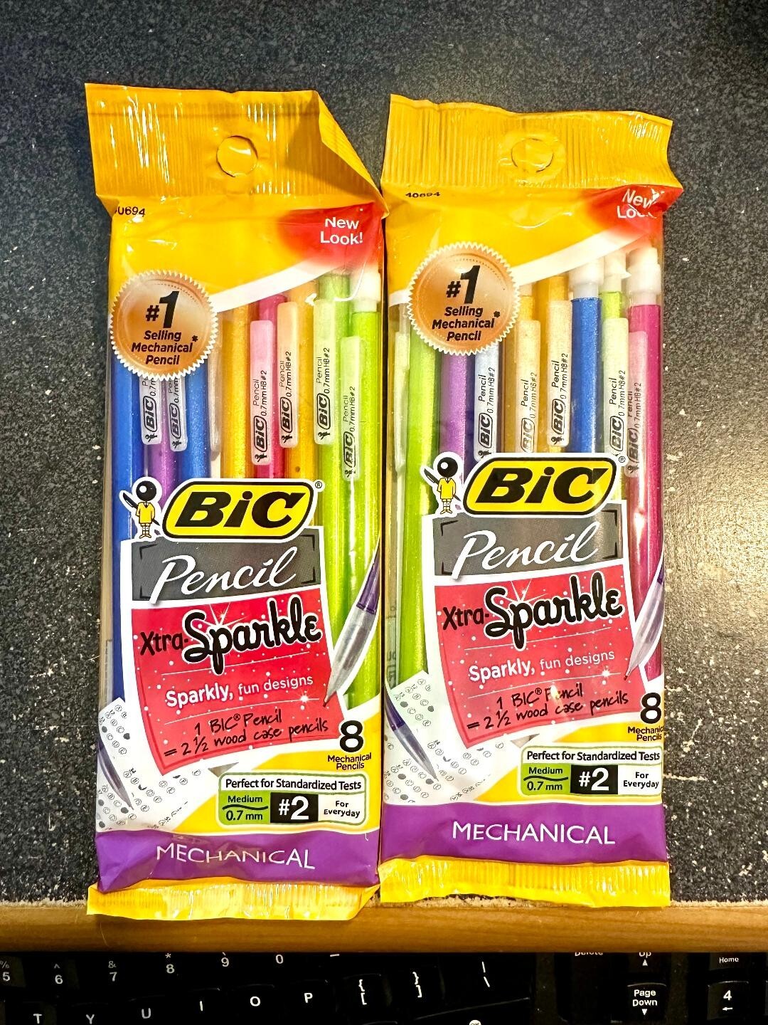 (2) BIC Mechanical Pencils Xtra Sparkle , Medium Point (0.7mm), 8 Count New