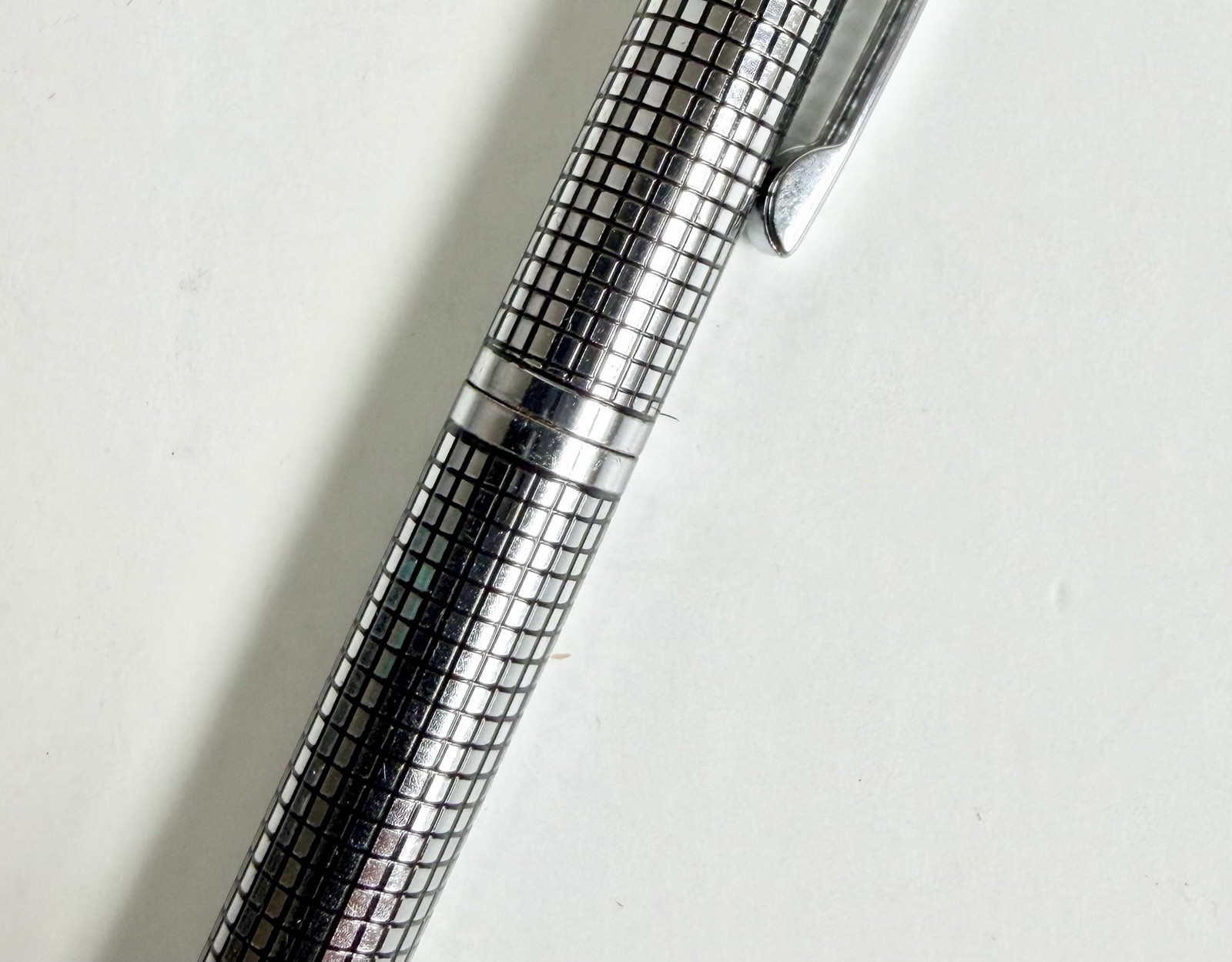 Vintage Centennial Mechanical Pencil Silver Tone Black Grid Pattern Excellent