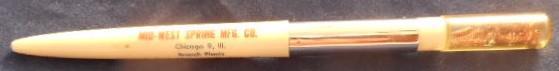 B1007 COPPER SPRING DISPLAY END MID-WEST SPRING MFG BALLPOINT PEN NOS SAMPLE