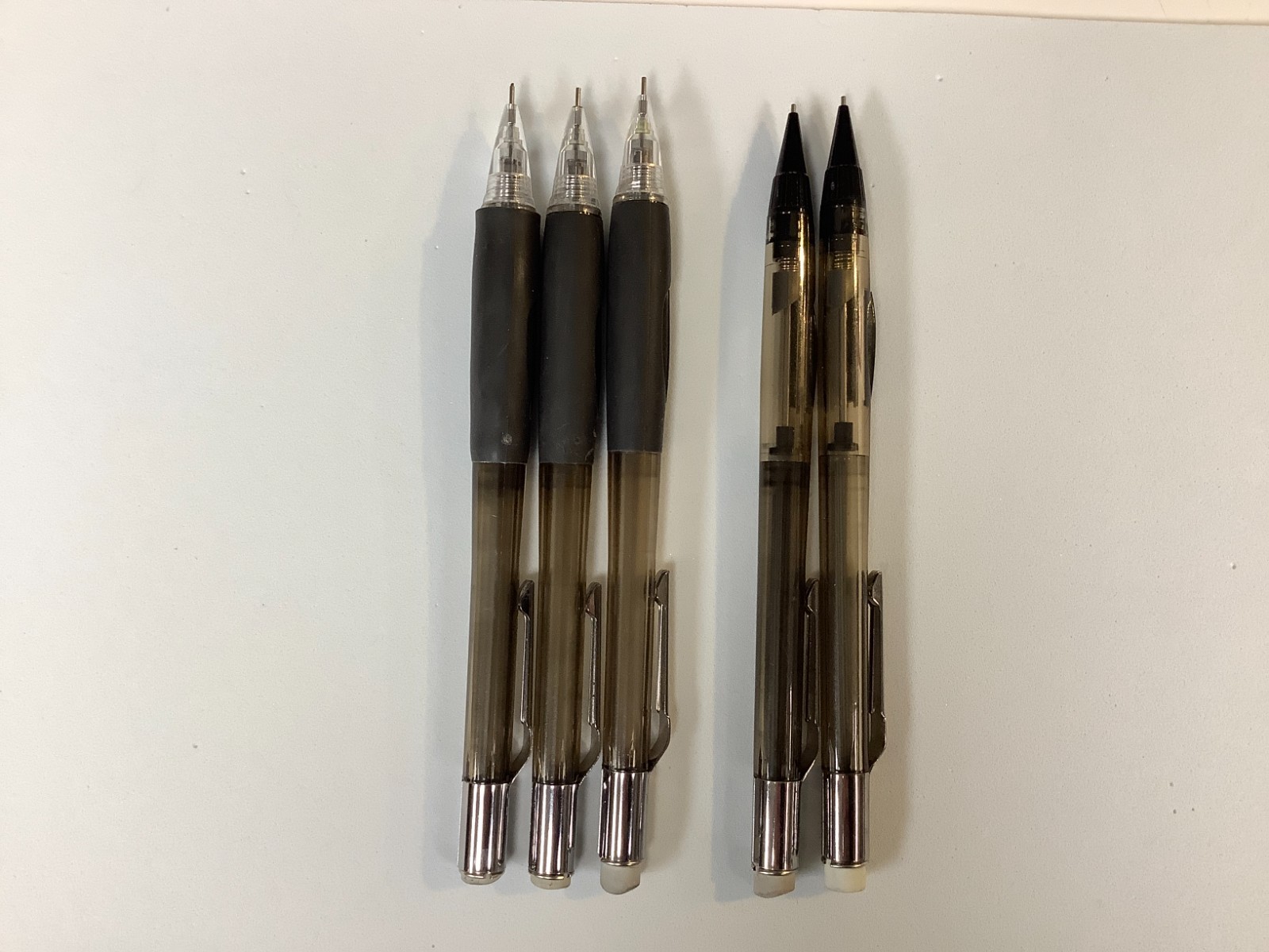 Vintage–5 Pentel PD345 Quicker Clicker Mechanical Pencil Smoke Black 0.5 TESTED