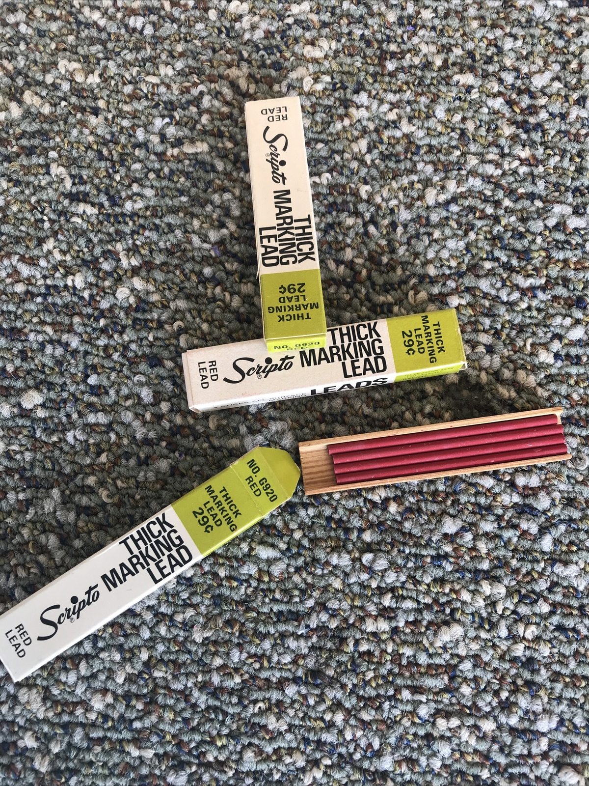 3 Vintage Scripto – Thick Marking Leads G920 Red .120″ diameter
