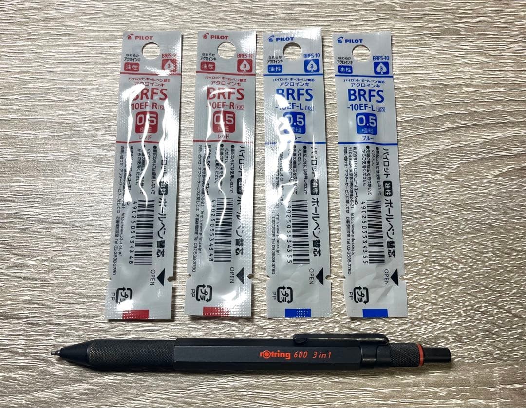 Rotring 600 3in1 with ink red x 2 blue x 2
