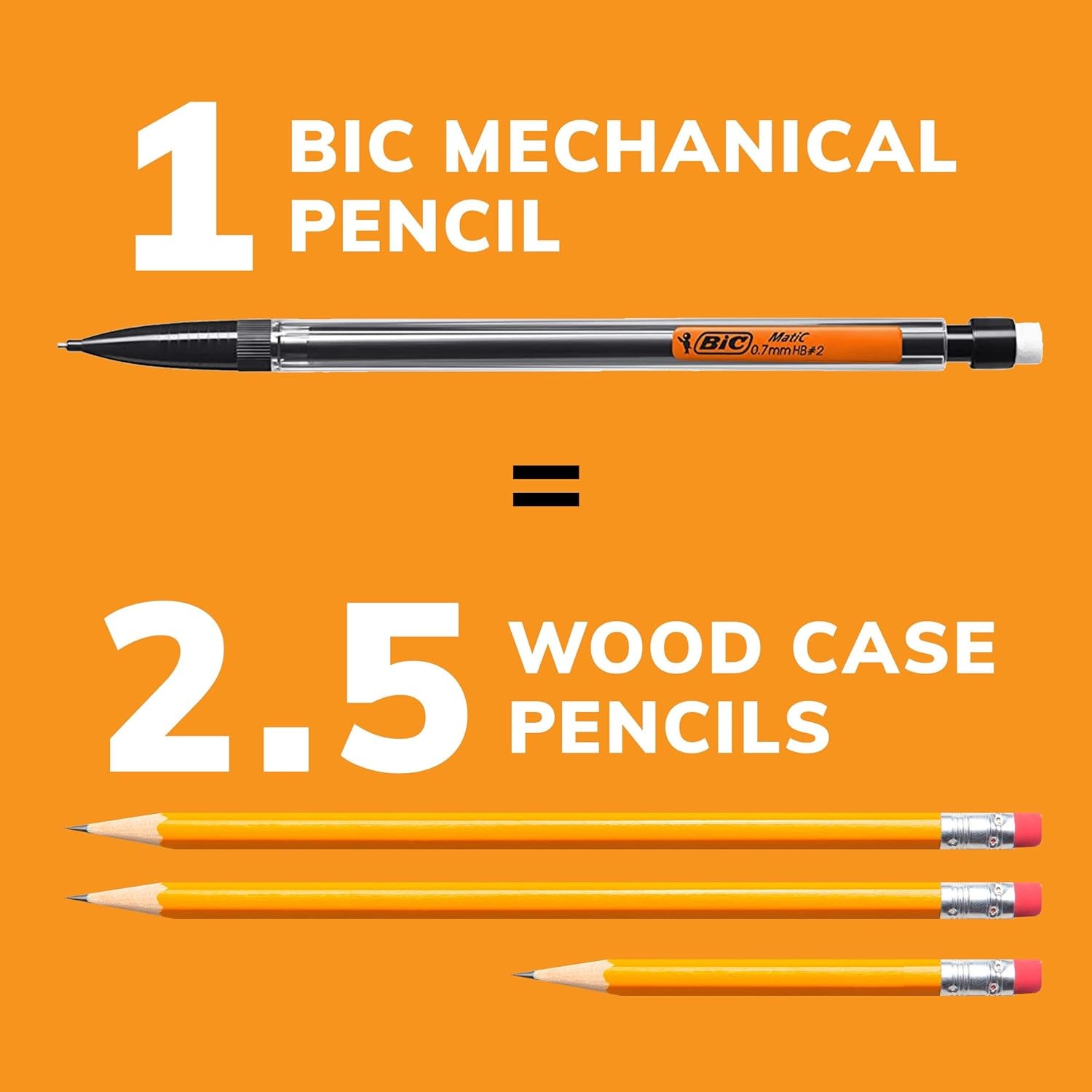 BIC Xtra-Smooth Mechanical Pencils with Erasers, 1 Count (Pack of 10), Clear