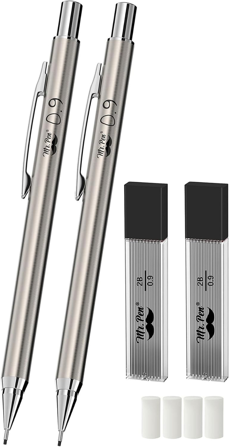 – Metal Mechanical Pencil Set with Lead Refills & Erasers, 2 Pack |