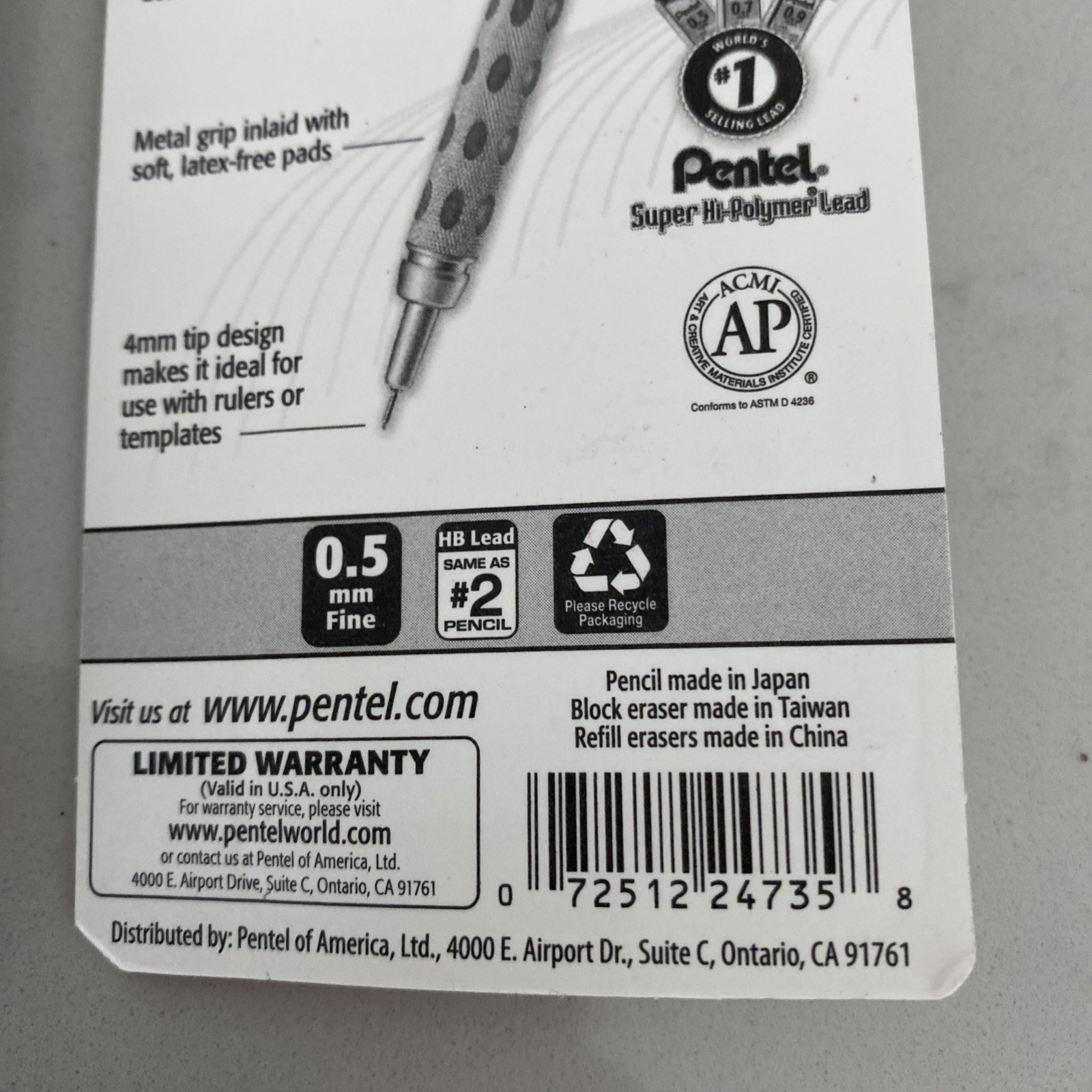 2 X Pentel Graphgear 500 PG525 & 1000 PG1015 0.5mm Mechanical Pencil NIB