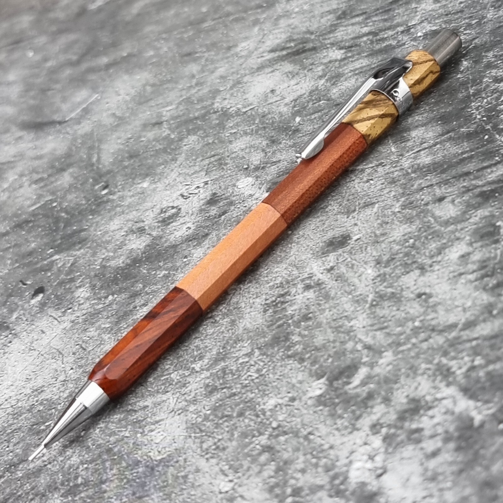 Hand Crafted Pentel P-205(0.5mm) Mechanical Pencil with Octagonal Wood Barrel