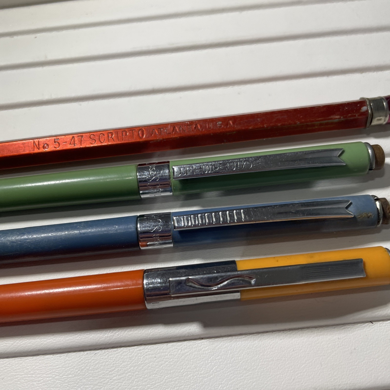 Vintage Scripto Mechanical Pencils Lot of 4 Multicolor 40s 50s 60s 70s