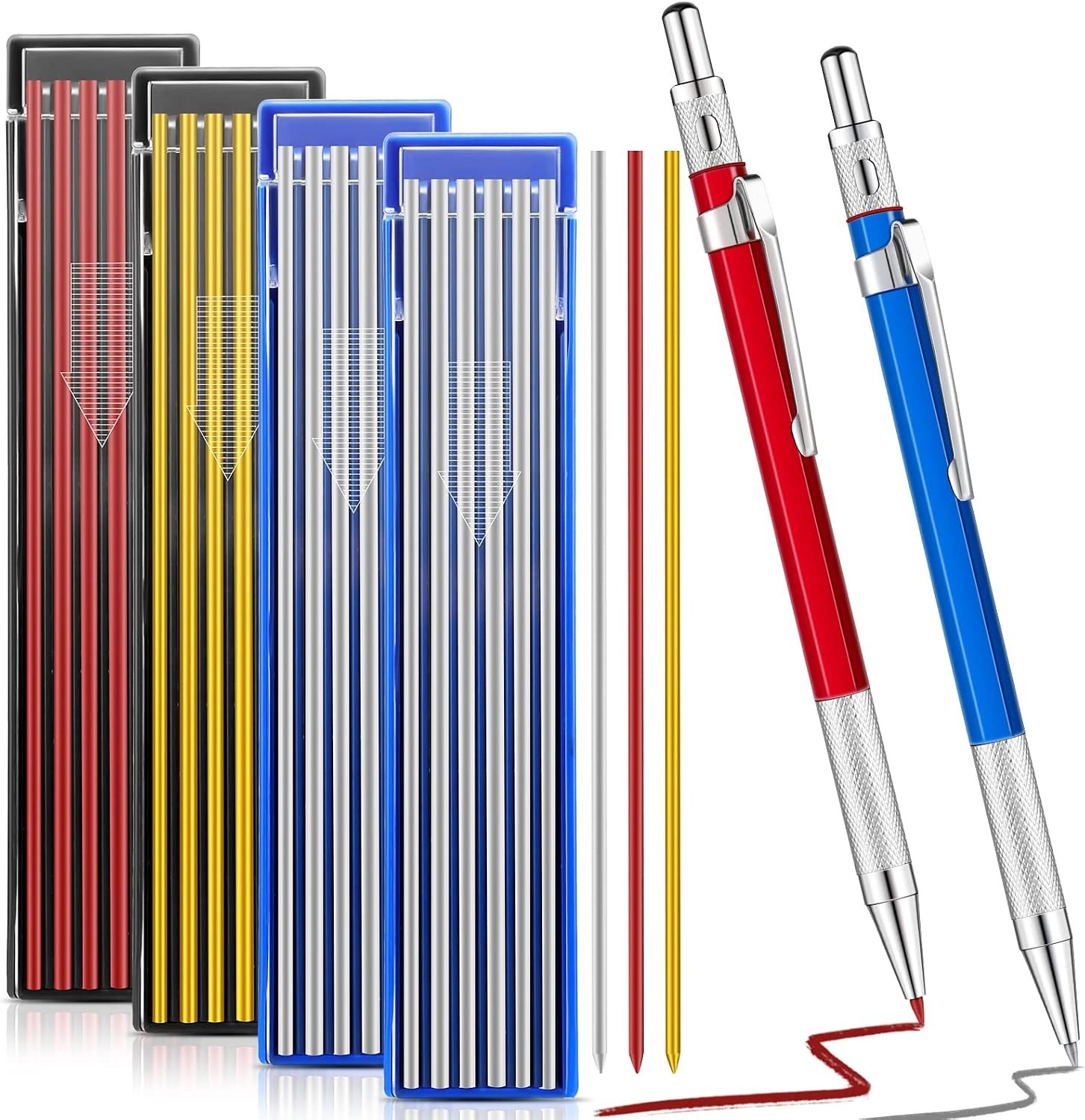 Easy-To-Use 2 Pcs Welder’s Mechanical Pencils with Built-in Sharpener & Refills