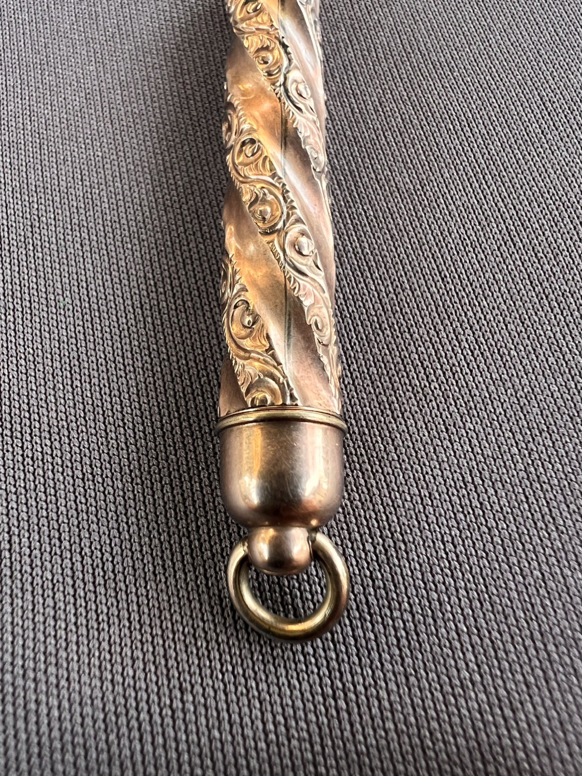 Victorian 10K Rose Gold Repoussé Pencil Fob Pendant – 12g Gross Weight – Estate