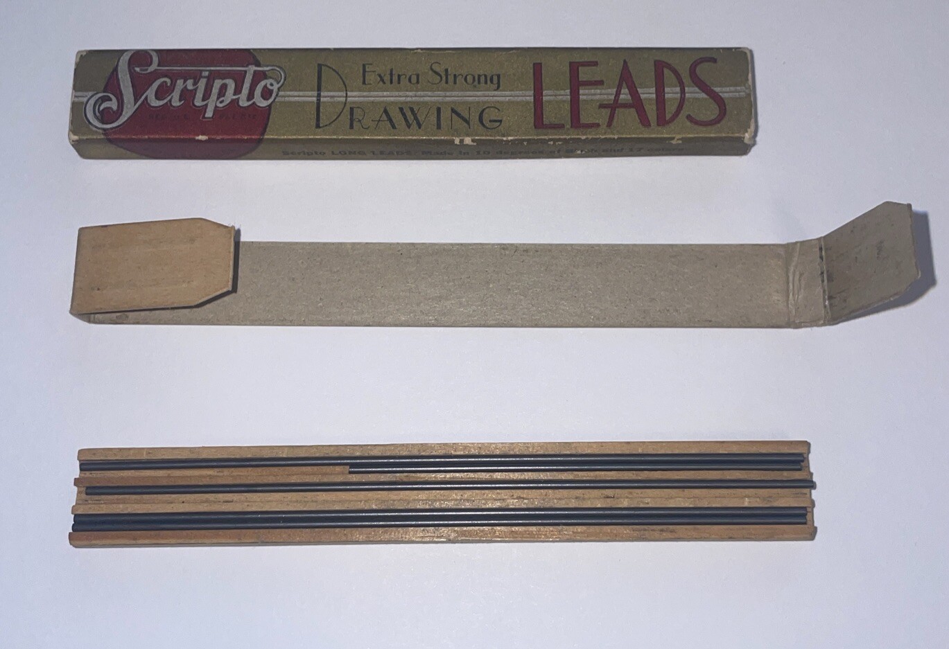 Vtg SCRIPTO Box of Extra Strong Drawing Leads – 4 Unused + 1 Used