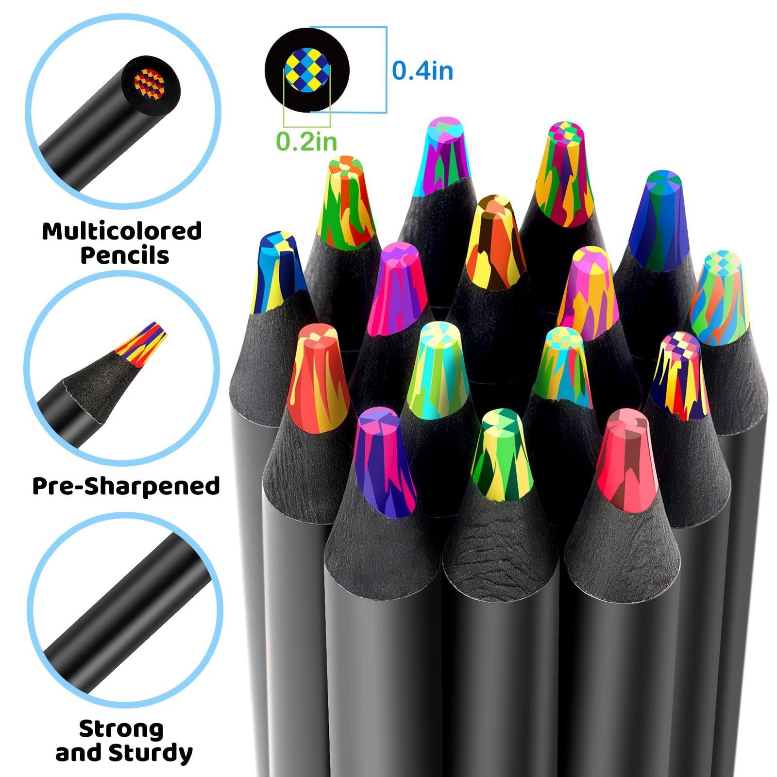Art Supplies, 16 Colors Rainbow Colored 1 Count (Pack of 16), Multicolor