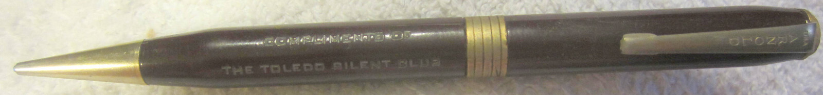 1 ad ARNOLD MECHANIAL PENCIL, Deep Maroon & Gold ,Toledo Ohio silent club,VTG