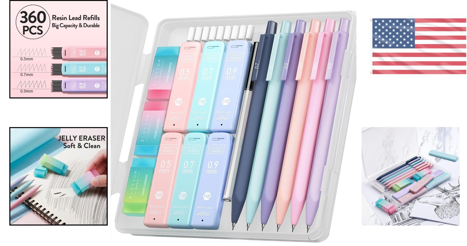 Adorable 6PCS Cute Mechanical Pencils with Triangular Grip – Ideal for All Ages