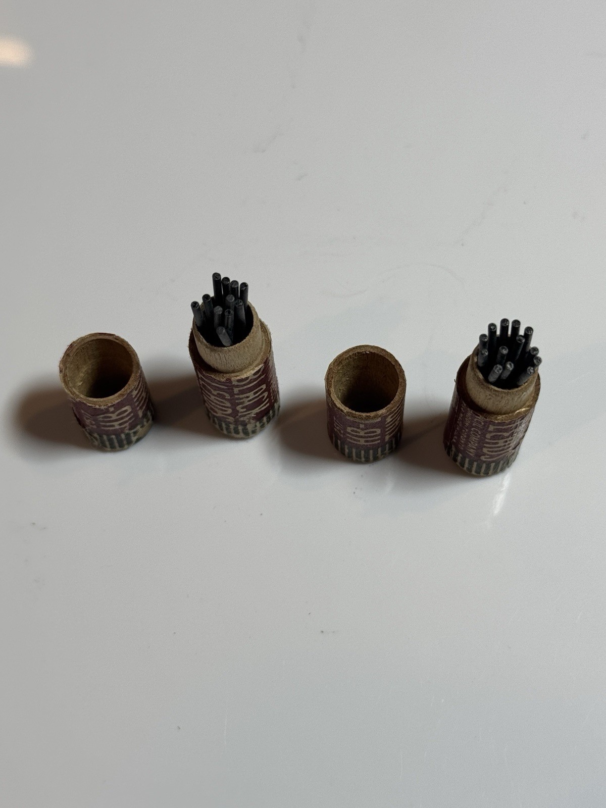 Vintage Lot Of 2 EAGLE Mechnical Pencil Thin Lead 1.18mm Wood Tube USA 24 LEADS
