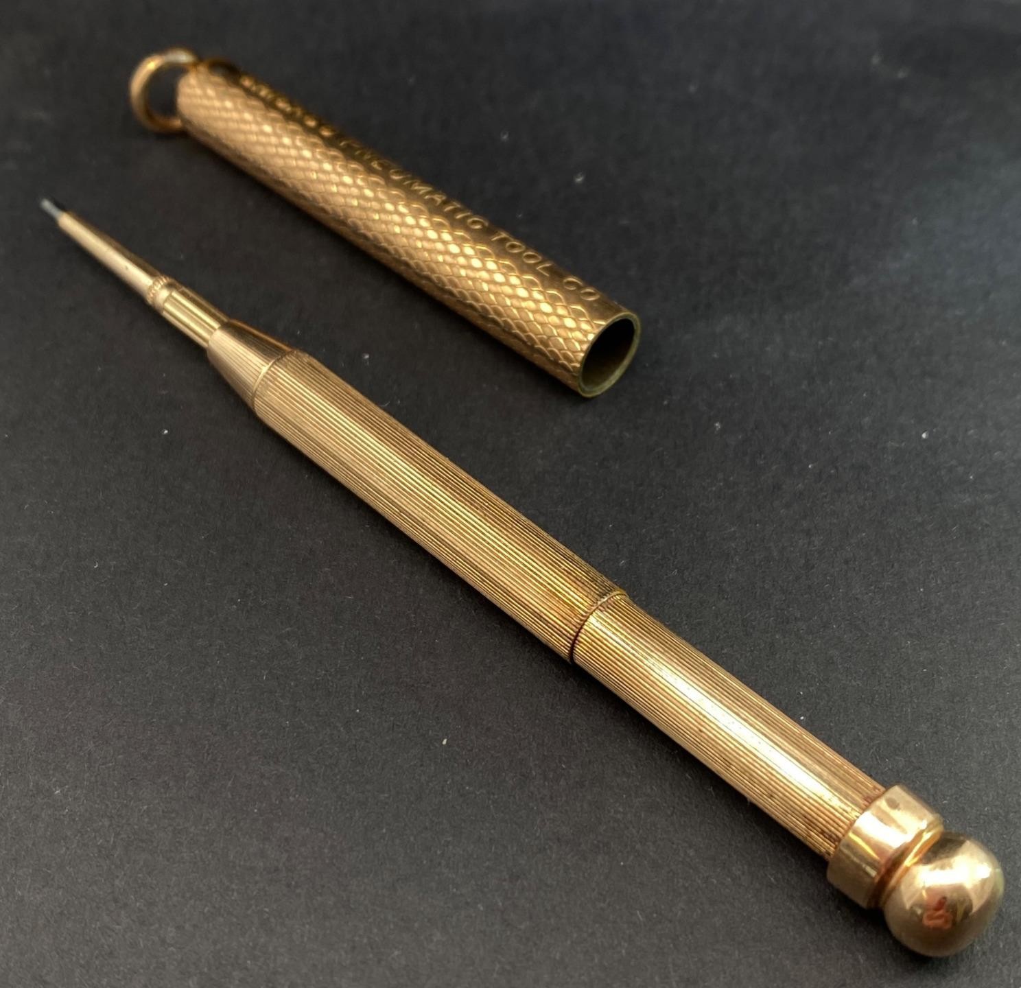14k Yellow Gold Mechanical Pencil Vintage WORKS CHICAGO PNEUMATIC TOOL CO X01