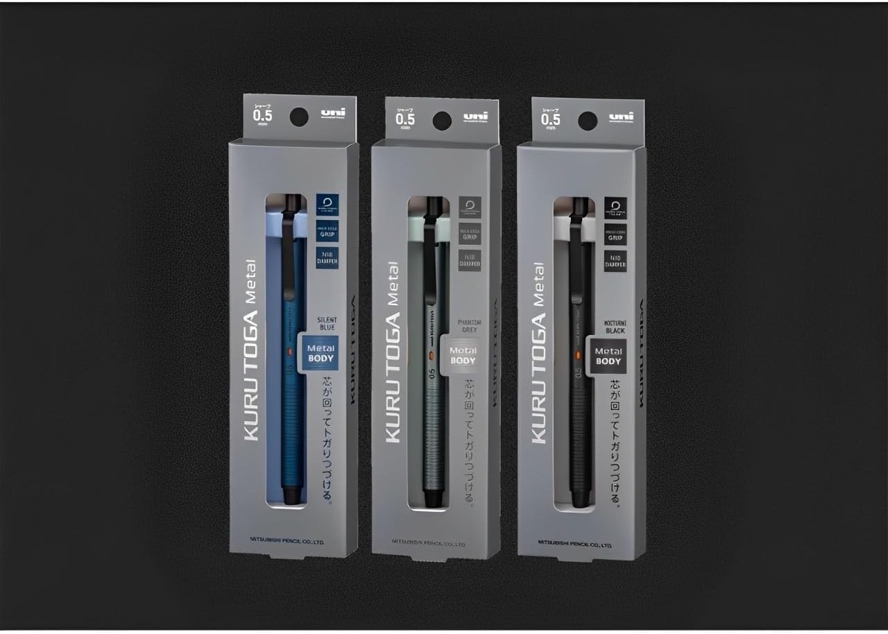 Mitsubishi uni Kuru Toga Metal Mechanical Pencil 0.5mm Nocturne Black