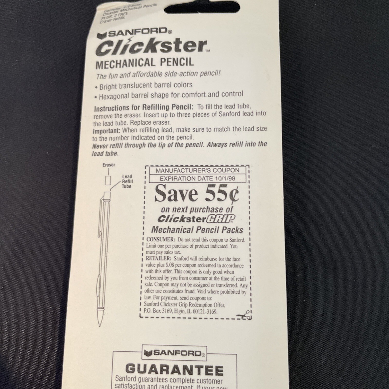 Sanford Clickster Grip Mechanical Pencil 0.5mm 4 PACK NEW #66145 Ultra Fine 1997
