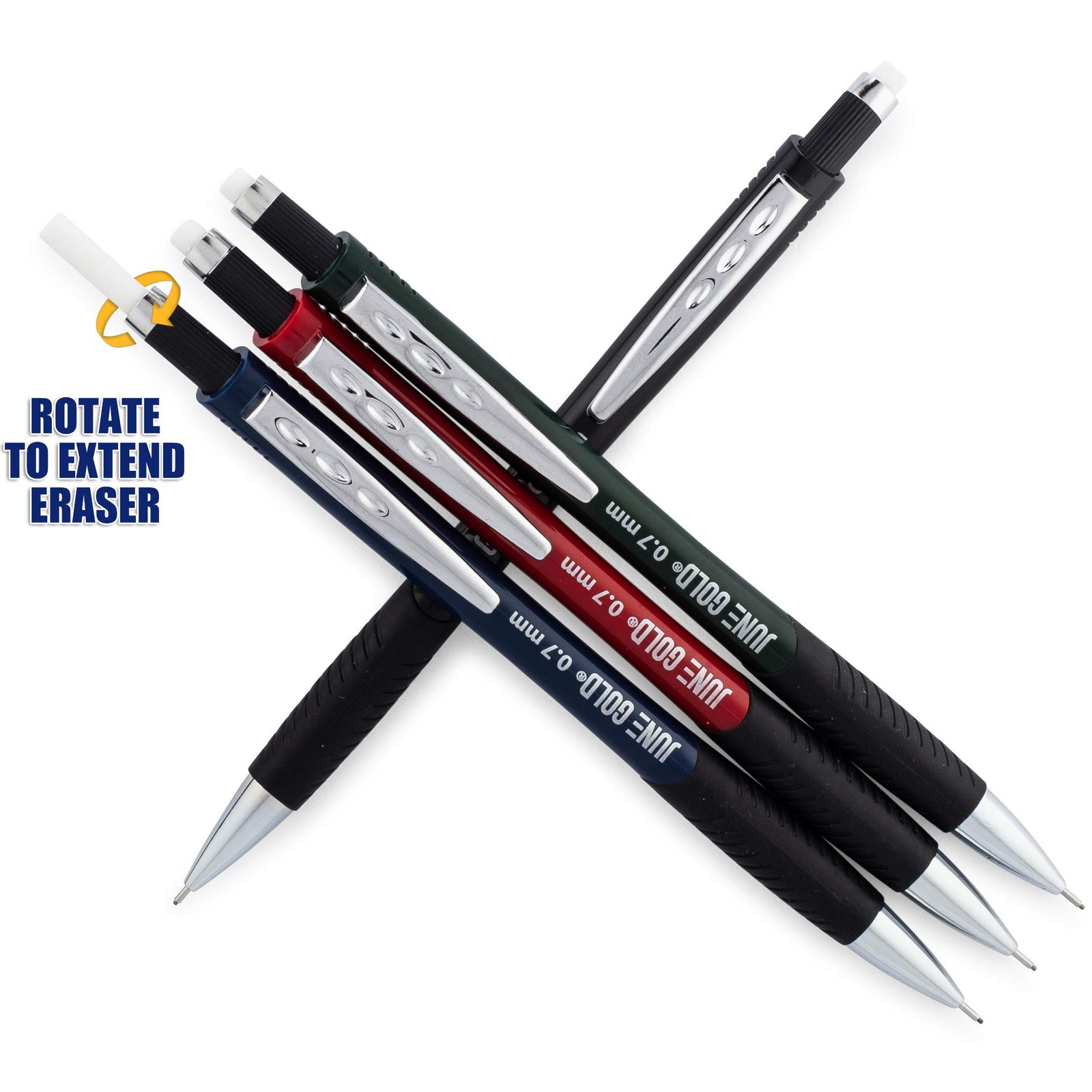 June Gold 8 Pack 0.7 mm HB #2 Mechanical 20 Piece Set, Black Graphite