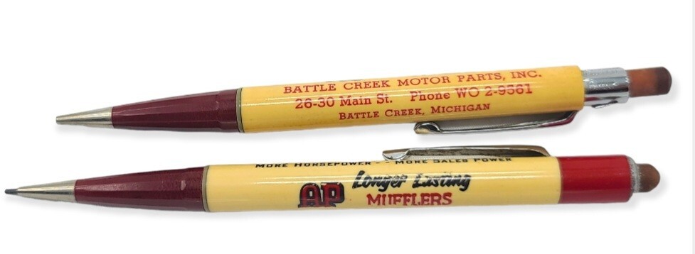 vintage advertising mechanical pencils gas & oil Veedol mufflers Battle Creek Mi