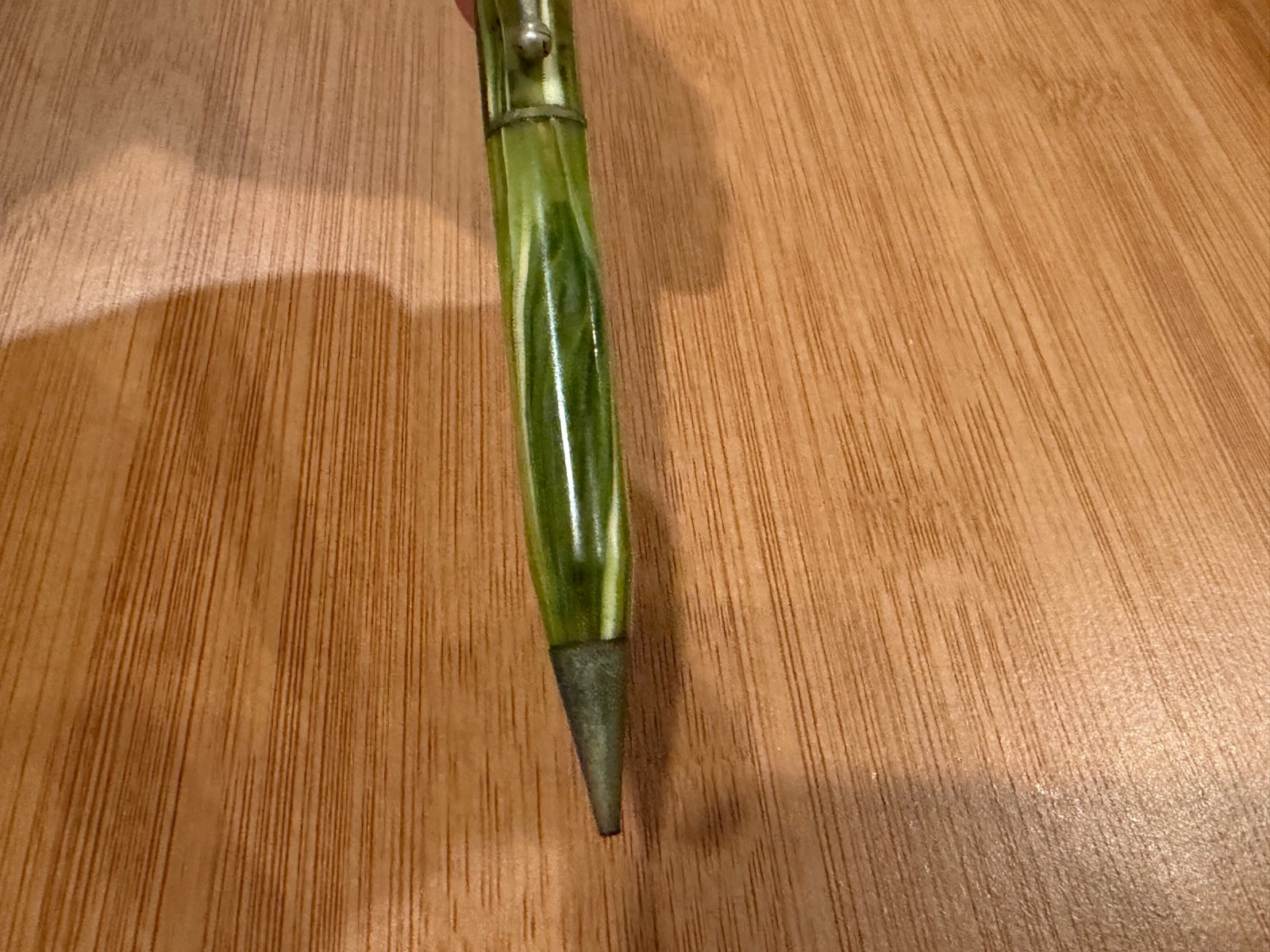 Vintage Green Striated Plastic or Celluloid Mechanical Pencil