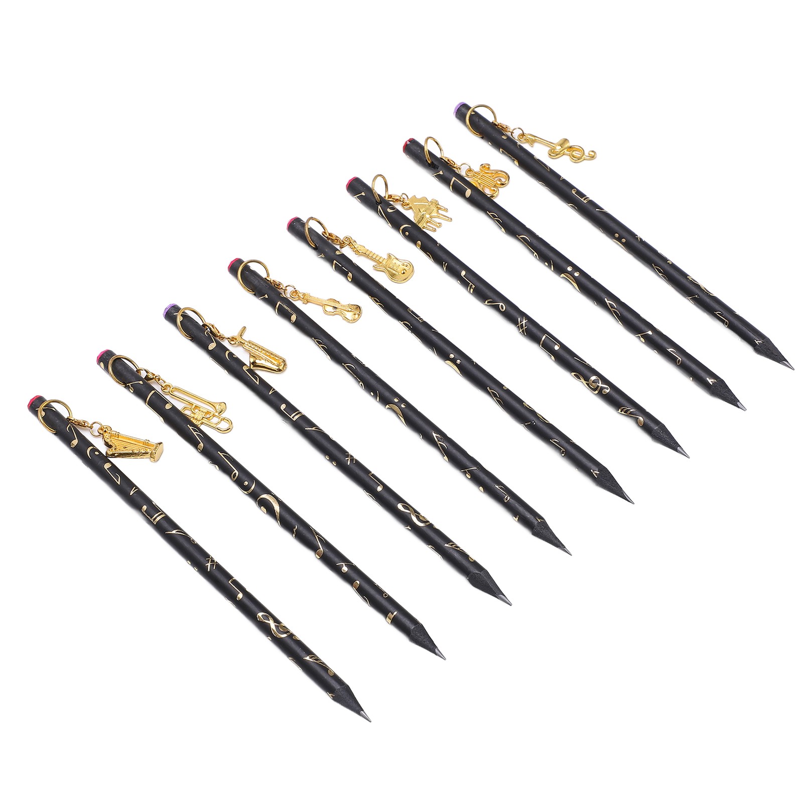 8Pcs Music Pencil Musical Note Stationery Set Kit With Pendant For Painting