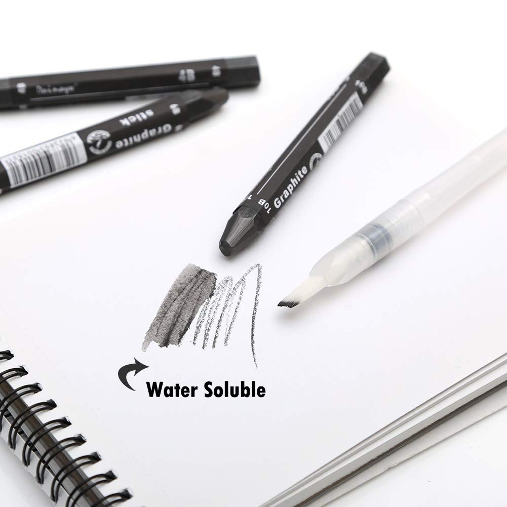 dainayw Graphite Stick Set – Water Soluble – 4B 6B 1 Count (Pack of 3), Black