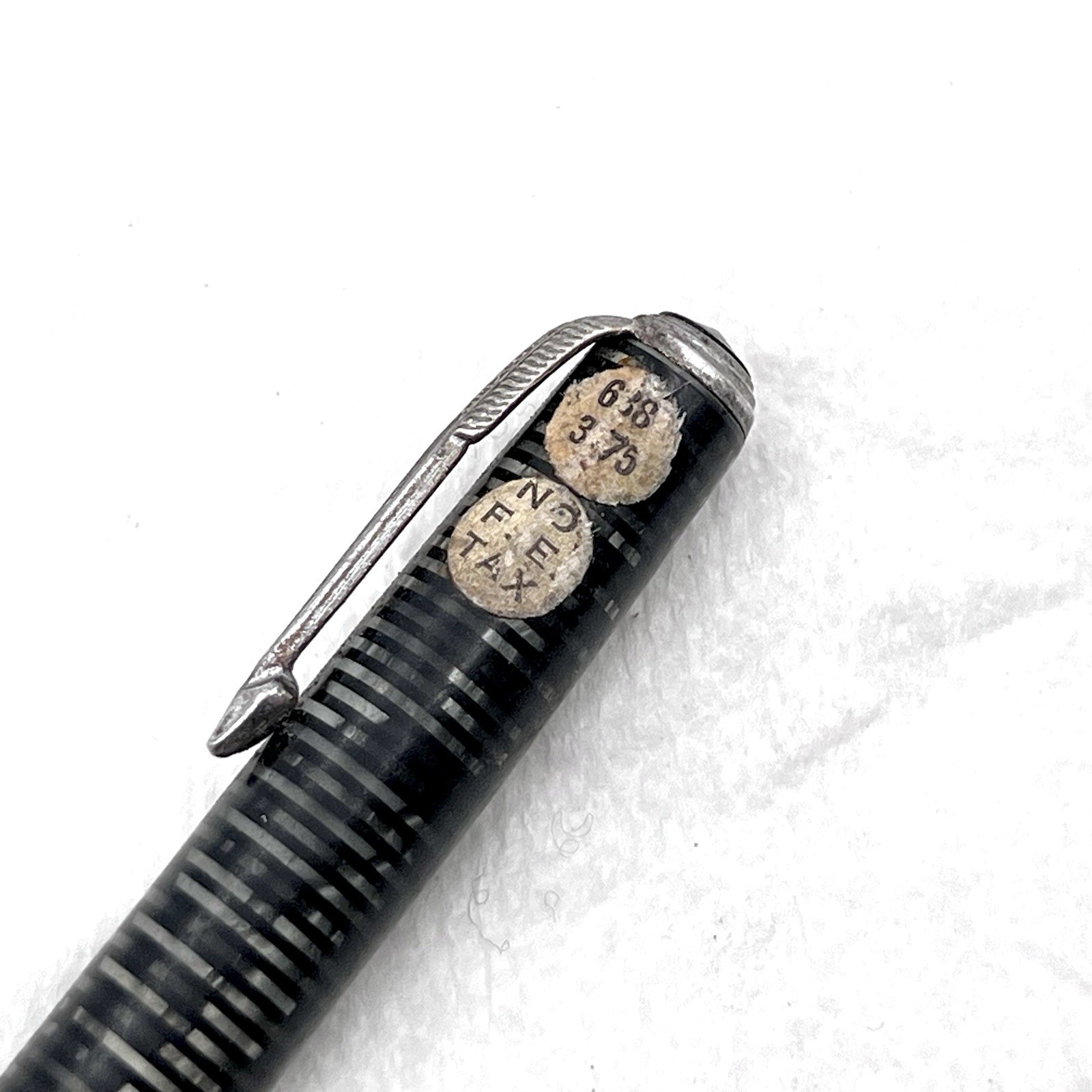 VTG Parker USA Gray Candy Stripe Silver Trim 4-5/8″ Mechanical Pencil SOLD AS IS