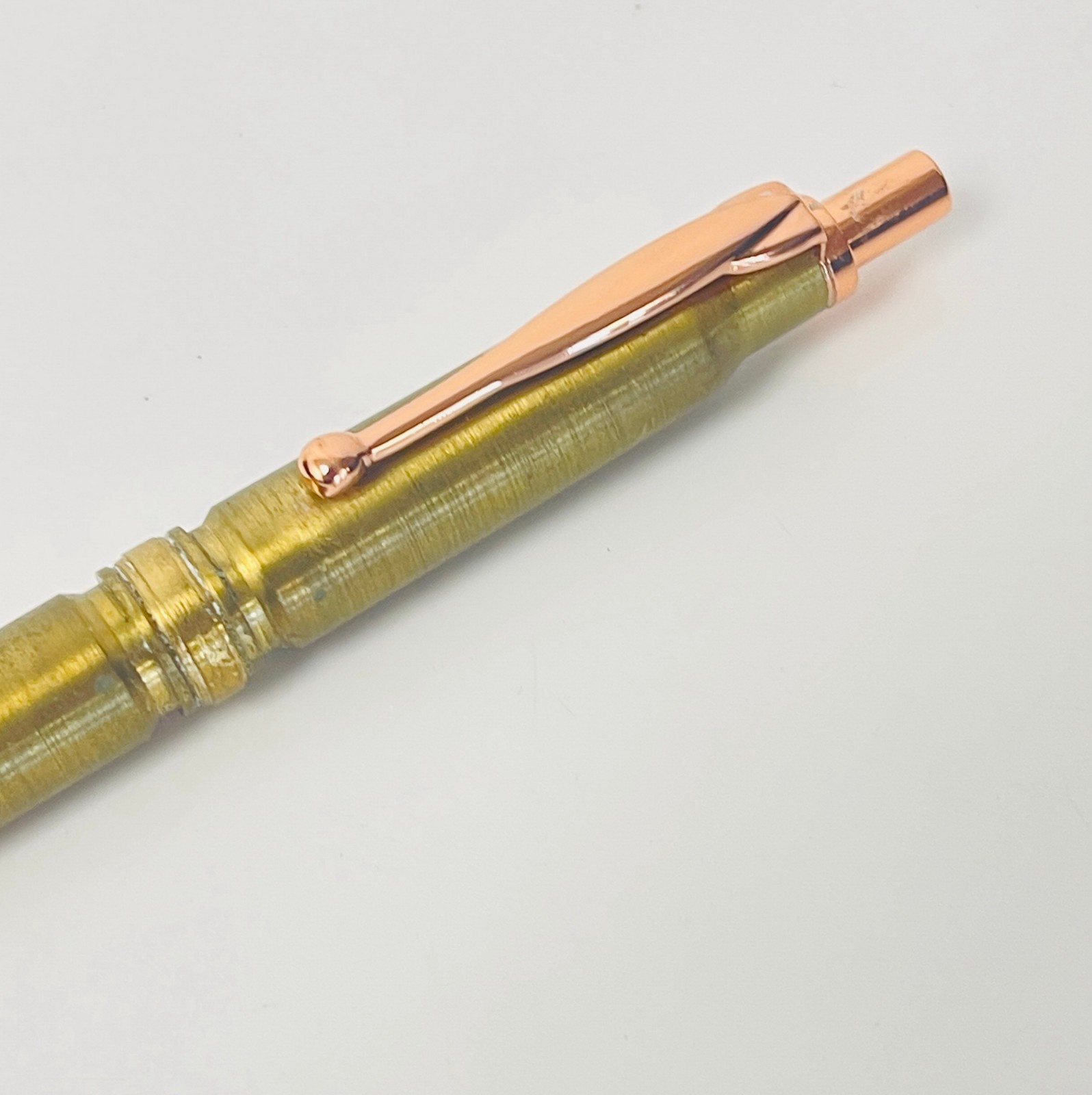 Handcrafted Brass Mechanical Pencil Rose Gold Trim Wood Gift Box Desk Pen